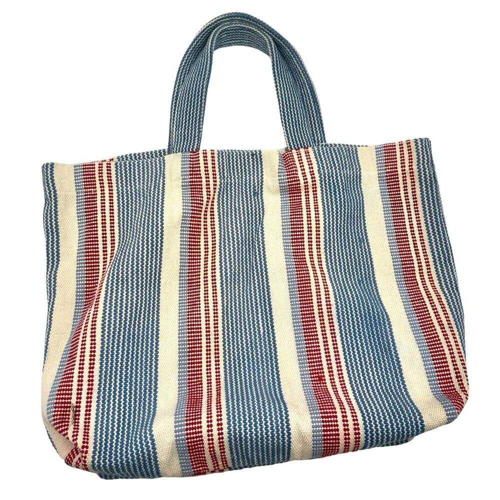 J.JILL women's travel beach striped tote bag - cotton LARGE